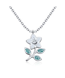 Blooming Flower Silver Necklace SPE-3370